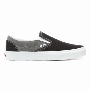 Vans Chambray Classic - Naisten Slip-on kengät - Mustat/Valkoinen